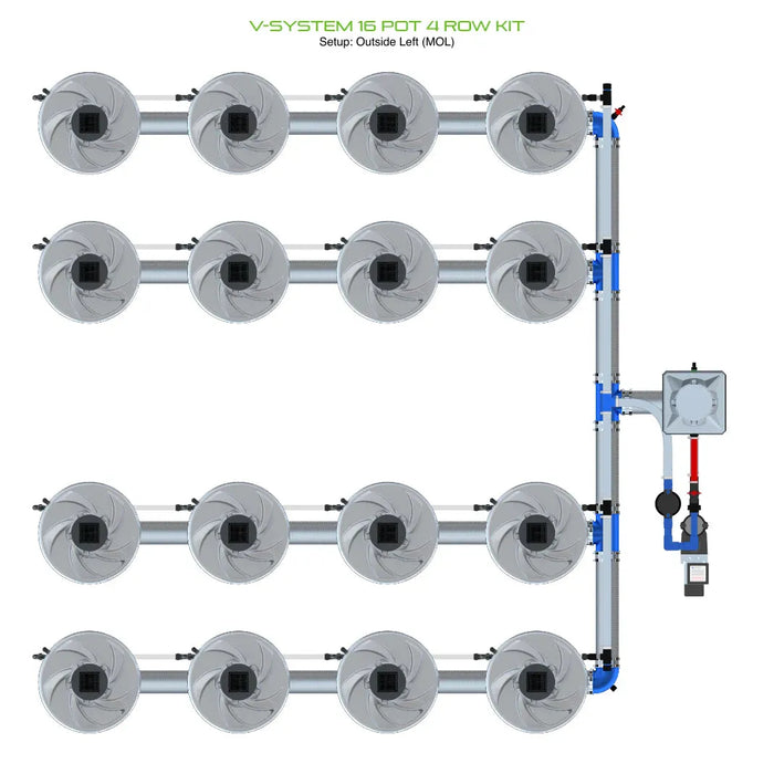 Alien Hydroponics V-SYSTEM 16 Pot 4 Row Kit