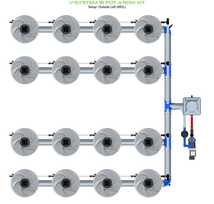 Alien Hydroponics V-SYSTEM 16 Pot 4 Row Kit