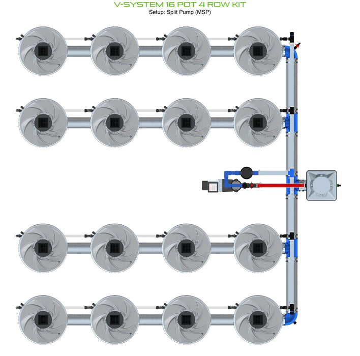 Alien Hydroponics V-SYSTEM 16 Pot 4 Row Kit