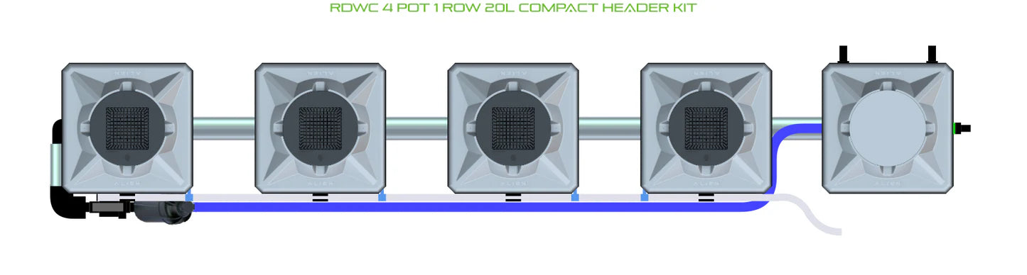 Alien Hydroponics RDWC 4 Pot 1 Row Kit