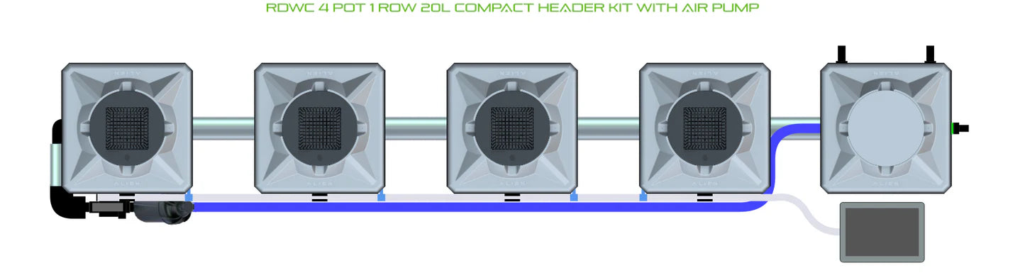 Alien Hydroponics RDWC 4 Pot 1 Row Kit