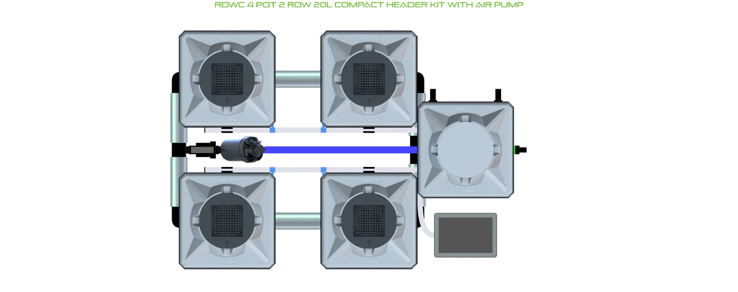 Alien Hydroponics RDWC 4 Pot 2 Row Kit