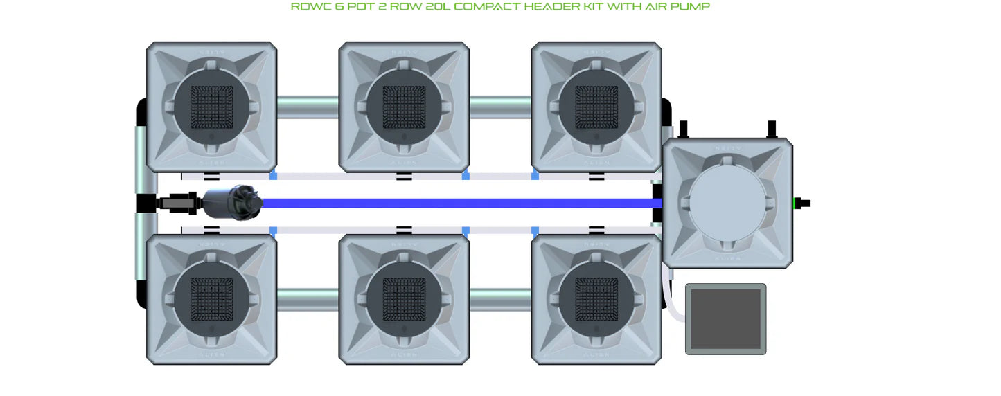 Alien Hydroponics RDWC 6 Pot 2 Row Kit