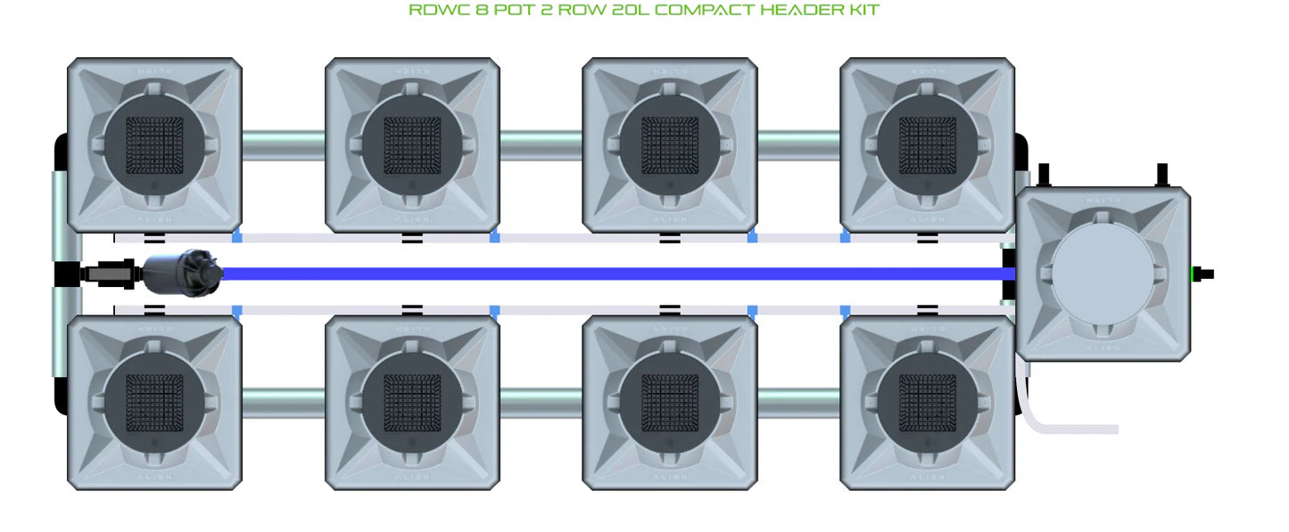 Alien Hydroponics RDWC 8 Pot 2 Row Kit