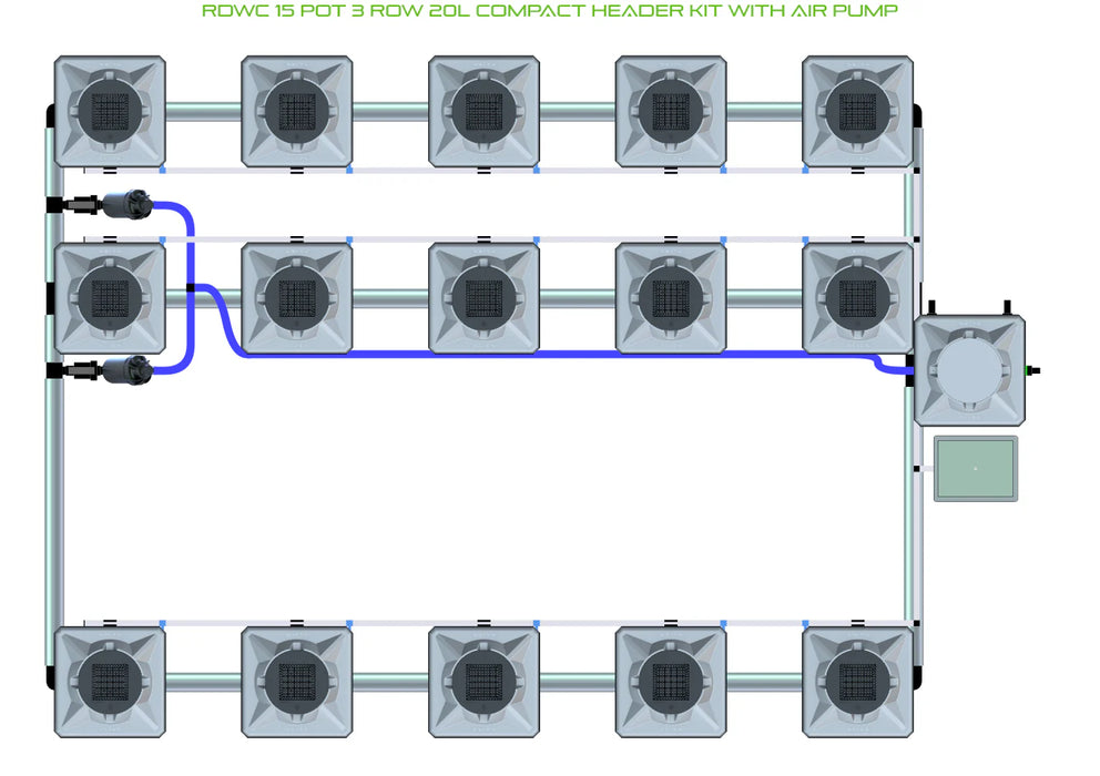 Alien Hydroponics RDWC 15 Pot 3 Row Kit