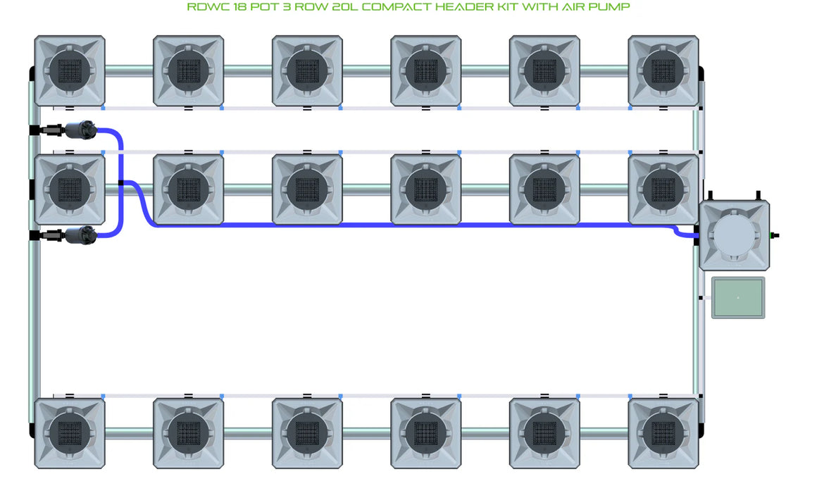 Alien Hydroponics RDWC 18 Pot 3 Row Kit