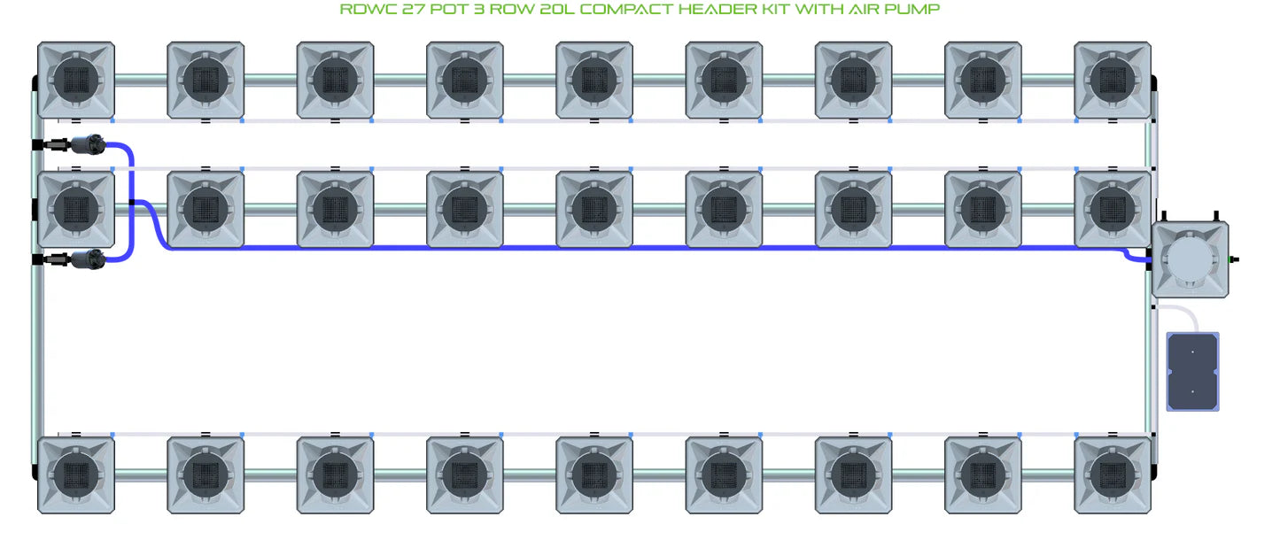 Alien Hydroponics RDWC 27 Pot 3 Row Kit