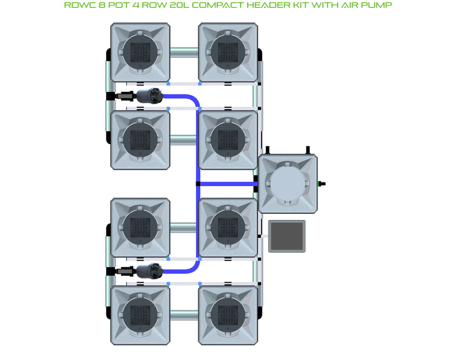 Alien Hydroponics RDWC 8 Pot 4 Row Kit