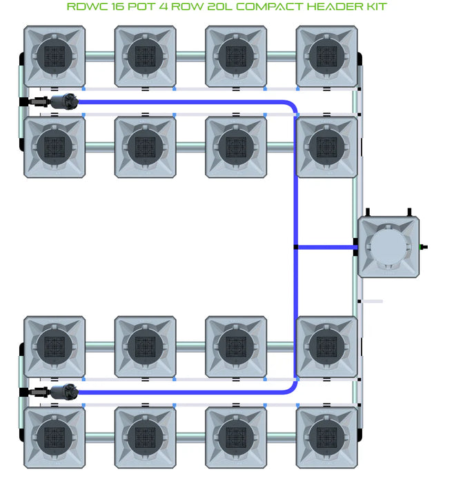 Alien Hydroponics RDWC 16 Pot 4 Row Kit