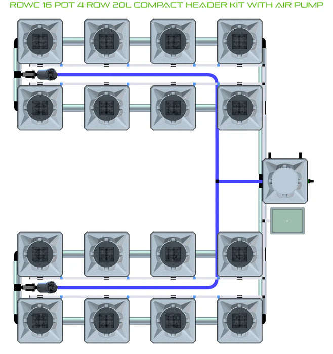 Alien Hydroponics RDWC 16 Pot 4 Row Kit