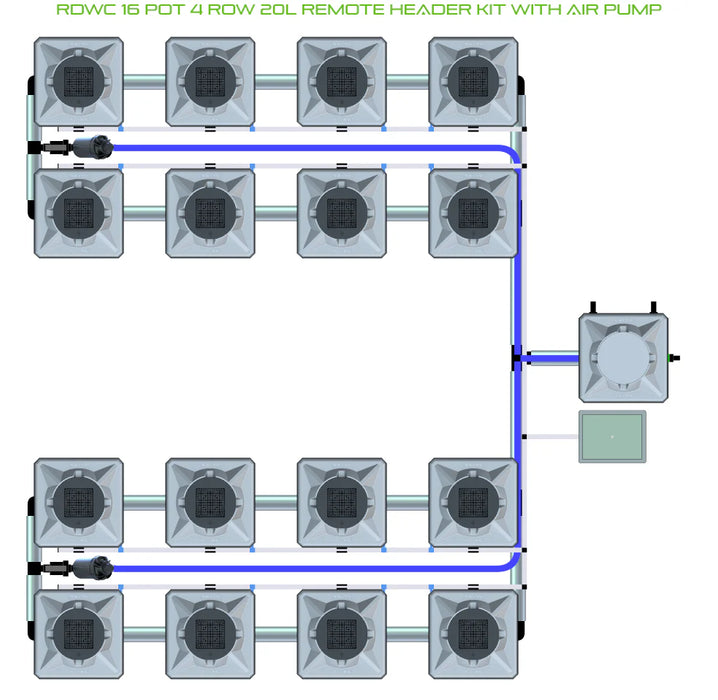 Alien Hydroponics RDWC 16 Pot 4 Row Kit