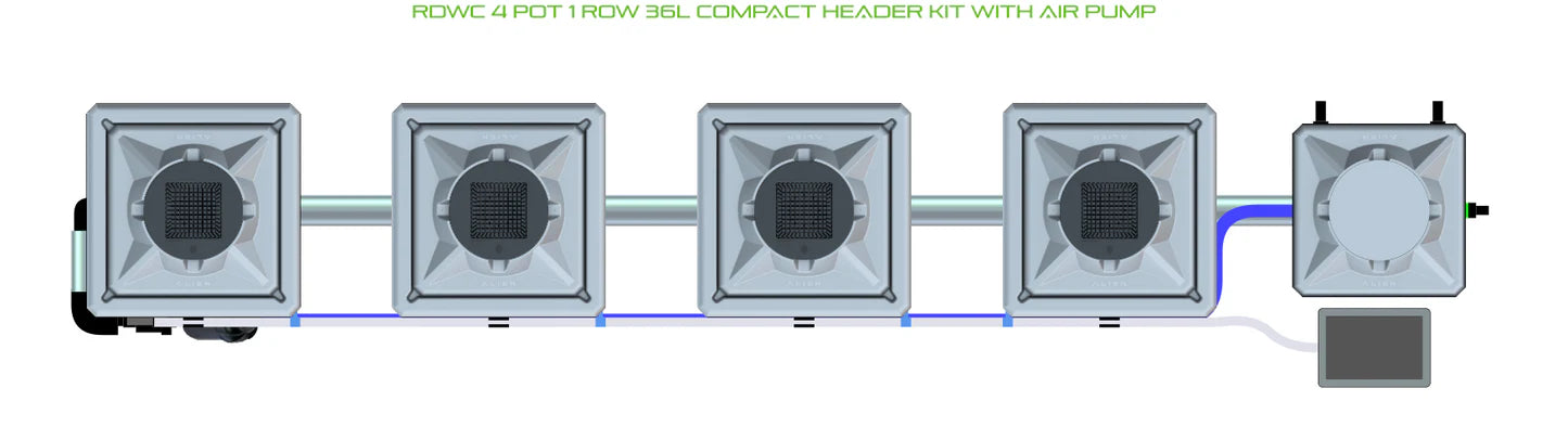 Alien Hydroponics RDWC 4 Pot 1 Row Kit