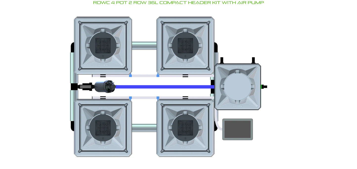 Alien Hydroponics RDWC 4 Pot 2 Row Kit