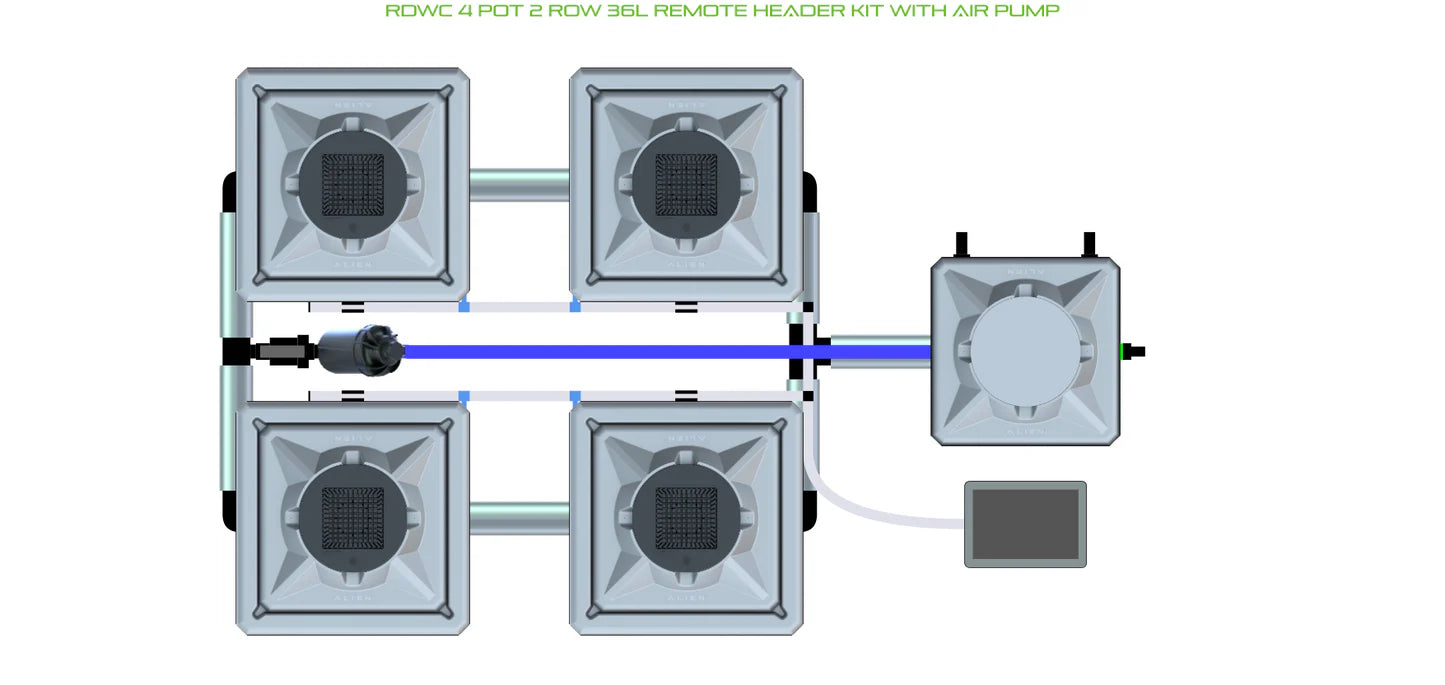 Alien Hydroponics RDWC 4 Pot 2 Row Kit