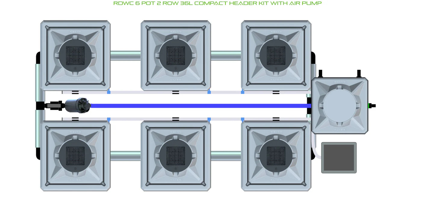 Alien Hydroponics RDWC 6 Pot 2 Row Kit