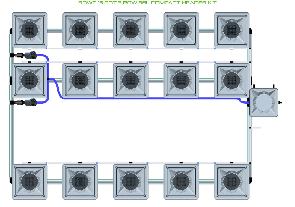 Alien Hydroponics RDWC 15 Pot 3 Row Kit