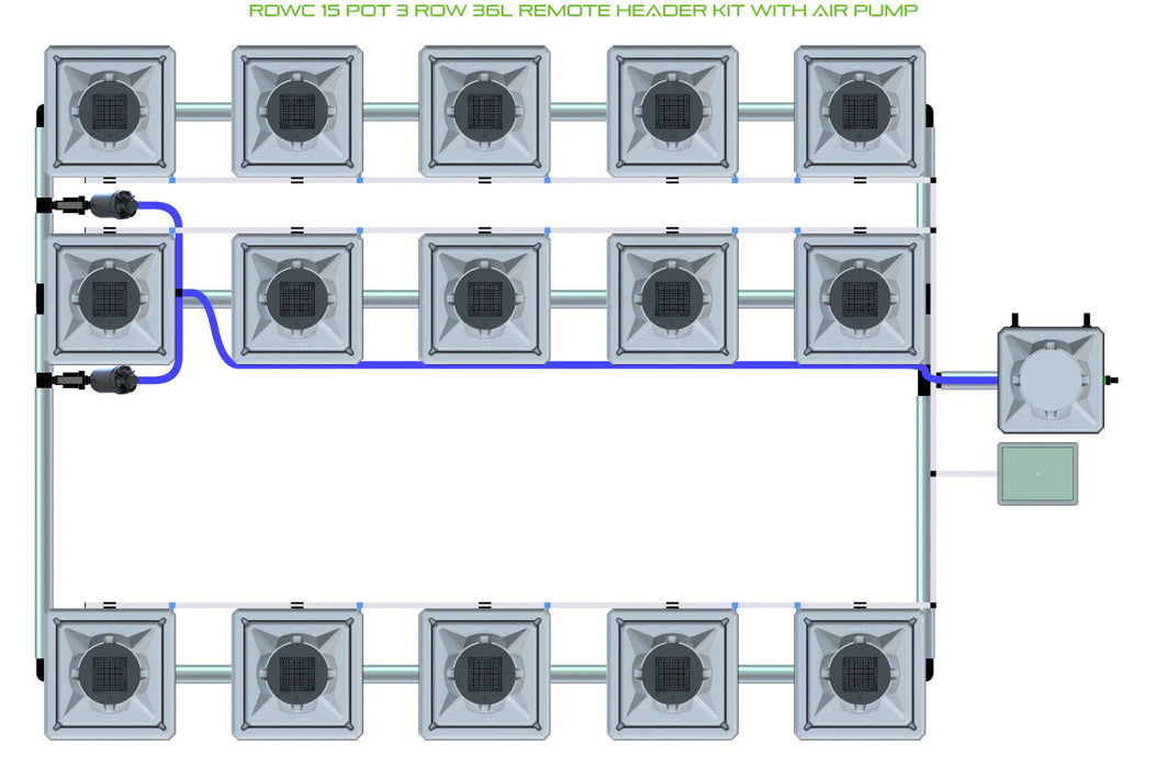 Alien Hydroponics RDWC 15 Pot 3 Row Kit