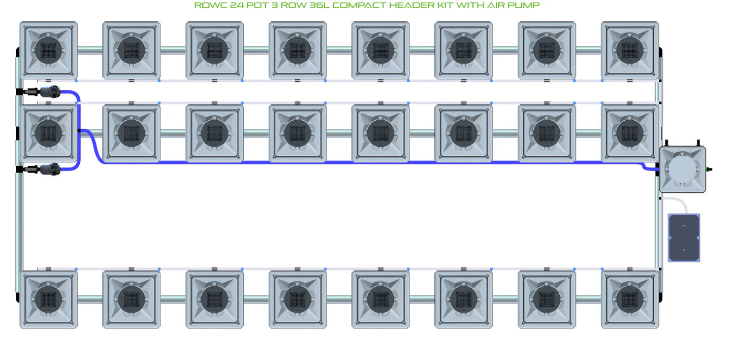 Alien Hydroponics RDWC 24 Pot 3 Row Kit