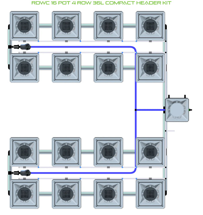 Alien Hydroponics RDWC 16 Pot 4 Row Kit