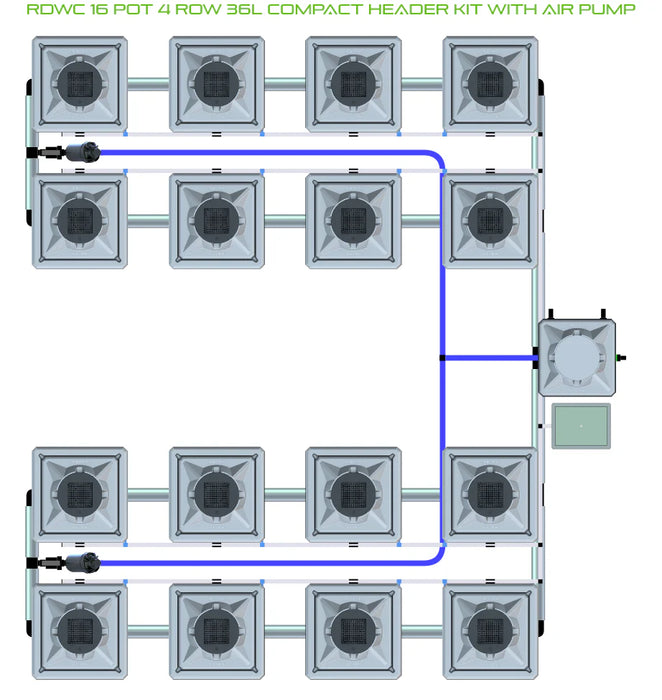 Alien Hydroponics RDWC 16 Pot 4 Row Kit