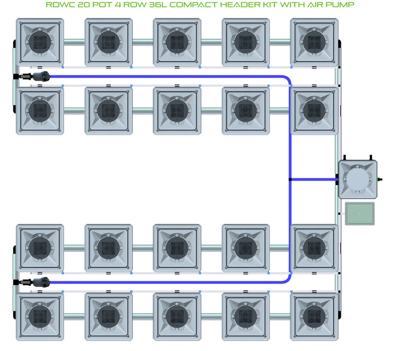 Alien Hydroponics RDWC 20 Pot 4 Row Kit