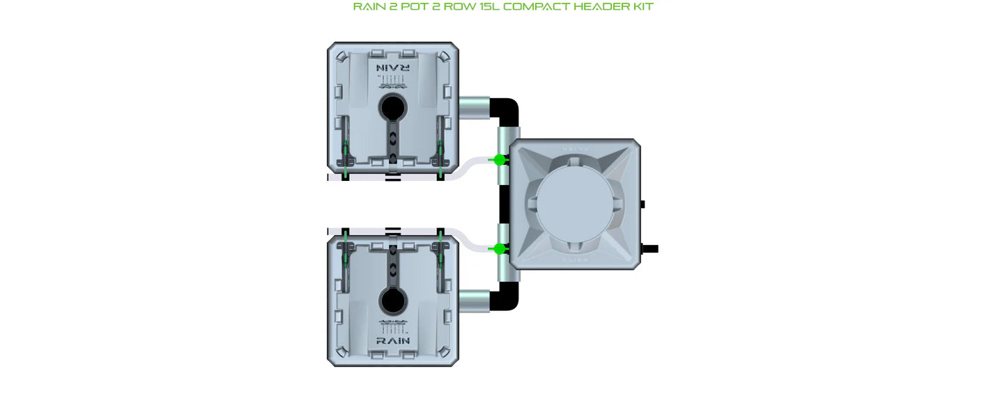 Alien Hydroponics RAIN 2 Pot 2 Row Kit