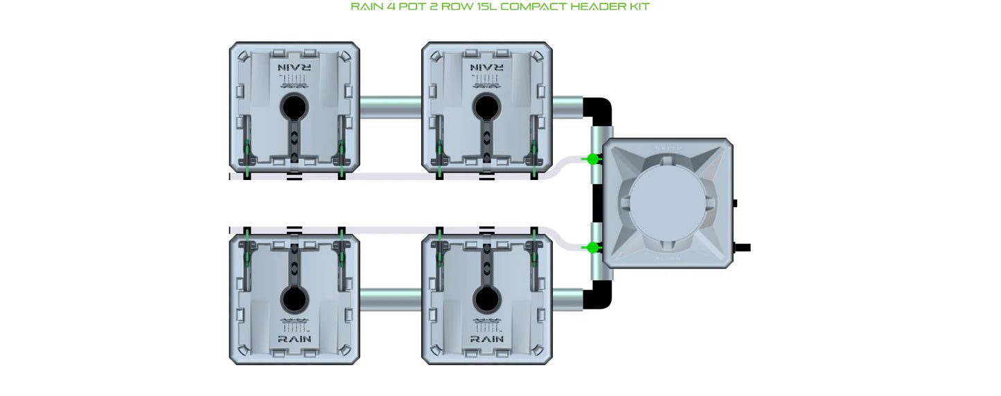 Alien Hydroponics RAIN 4 Pot 2 Row Kit