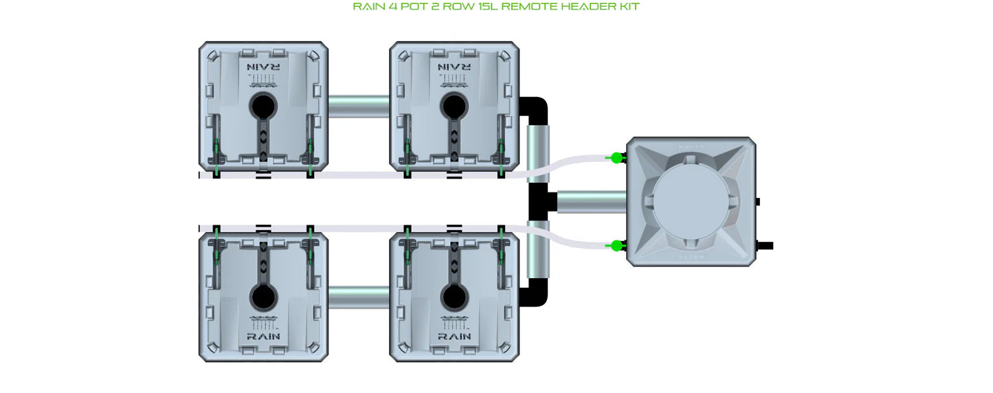 Alien Hydroponics RAIN 4 Pot 2 Row Kit