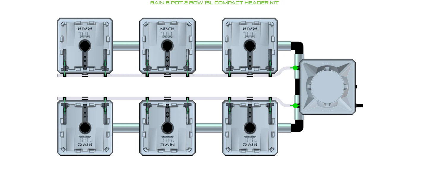 Alien Hydroponics RAIN 6 Pot 2 Row Kit