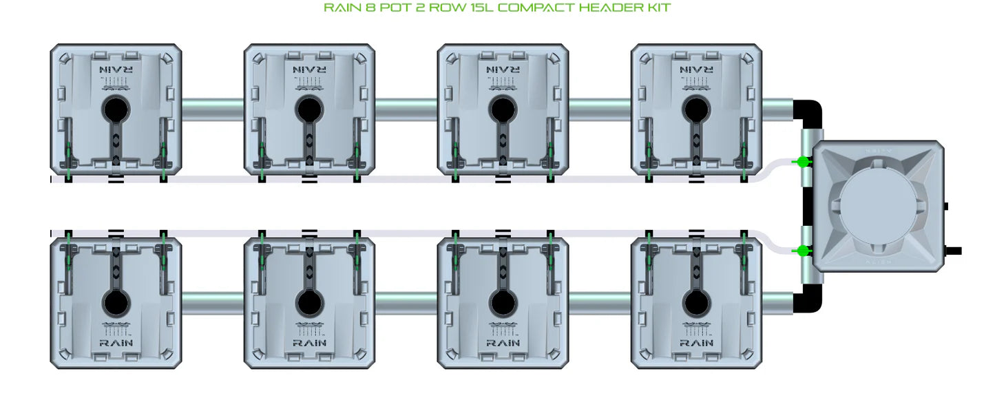 Alien Hydroponics RAIN 8 Pot 2 Row Kit