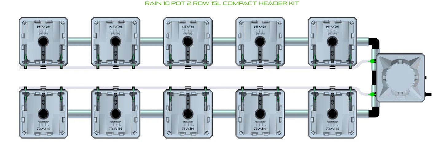 Alien Hydroponics RAIN 10 Pot 2 Row Kit