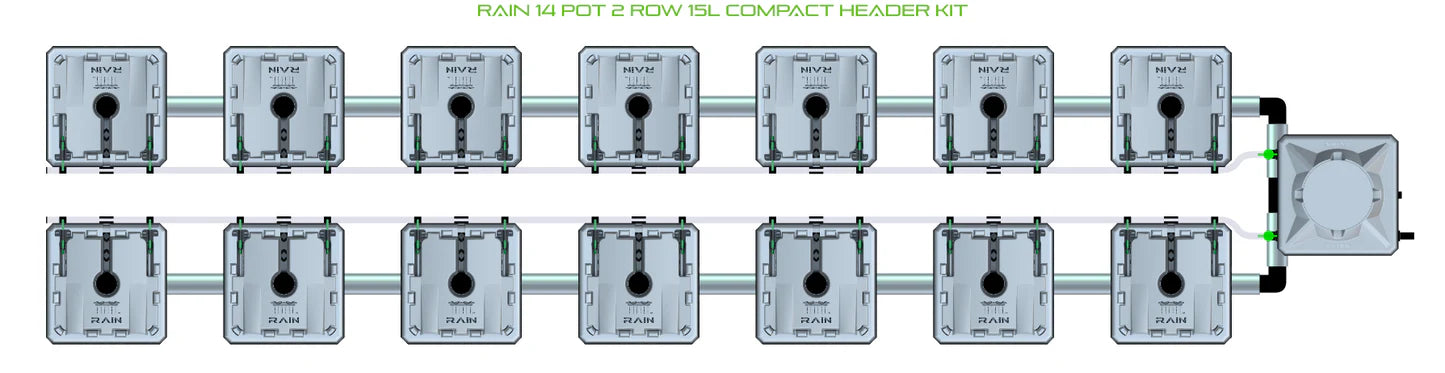 Alien Hydroponics RAIN 14 Pot 2 Row Kit