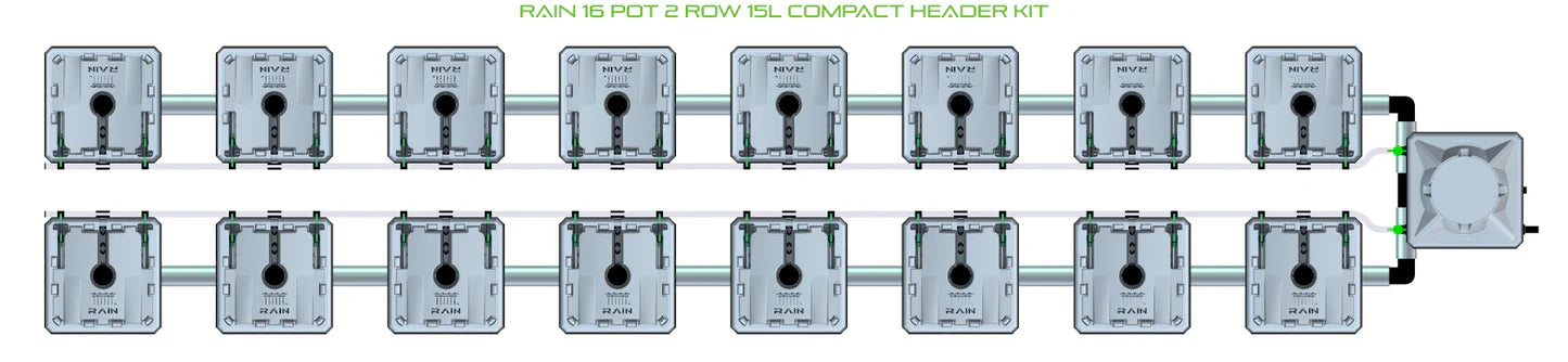 Alien Hydroponics RAIN 16 Pot 2 Row Kit