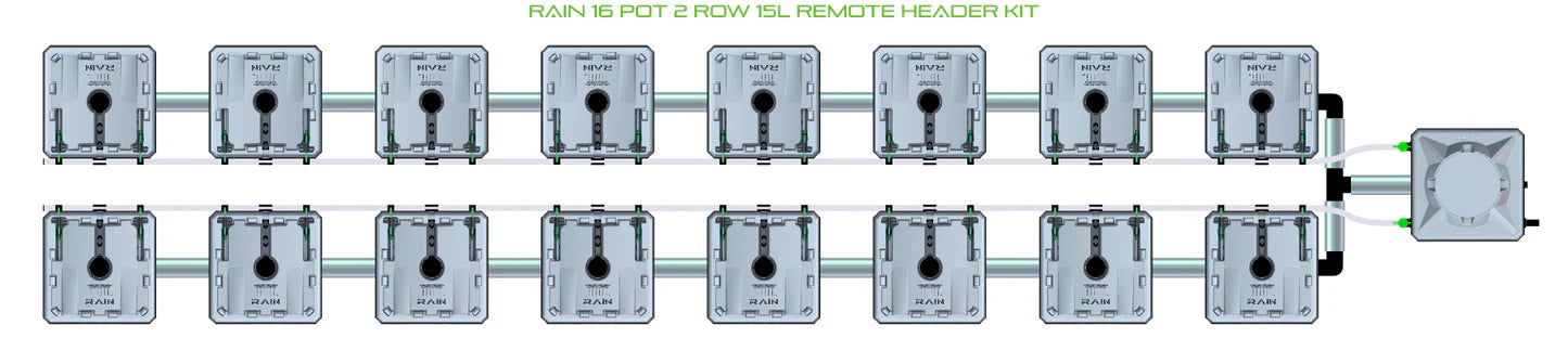 Alien Hydroponics RAIN 16 Pot 2 Row Kit