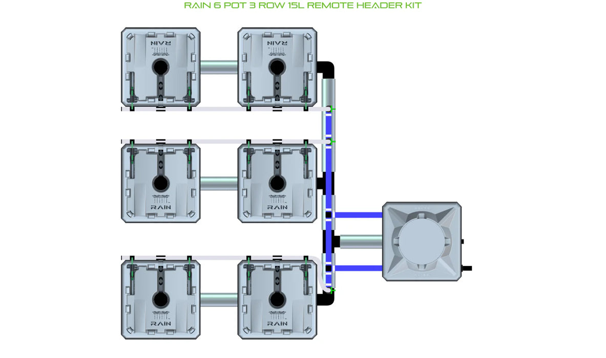 Alien Hydroponics RAIN 6 Pot 3 Row Kit