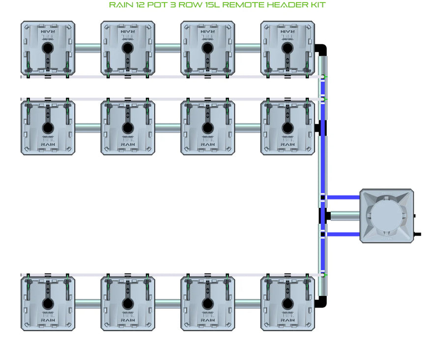 Alien Hydroponics RAIN 12 Pot 3 Row Kit