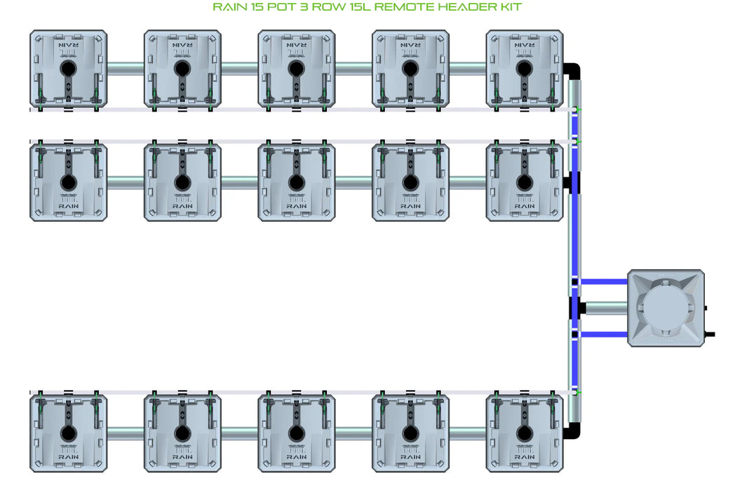 Alien Hydroponics RAIN 15 Pot 3 Row Kit