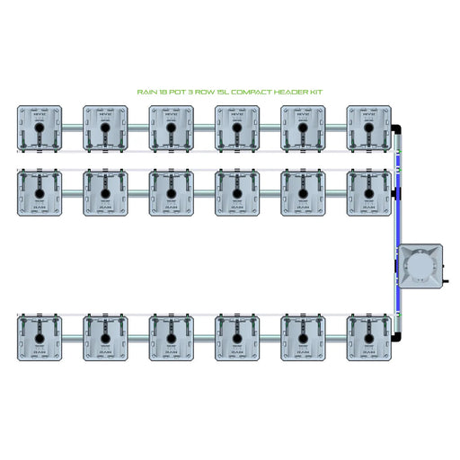 Alien Hydroponics RAIN 18 Pot 3 Row Kit