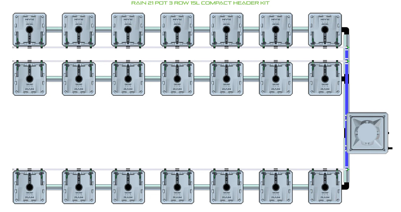 Alien Hydroponics RAIN 21 Pot 3 Row Kit