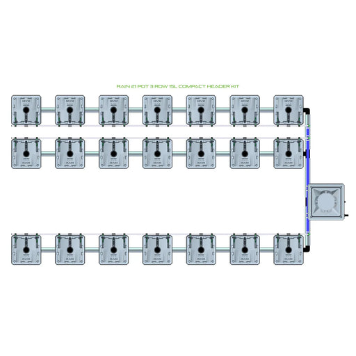Alien Hydroponics RAIN 21 Pot 3 Row Kit
