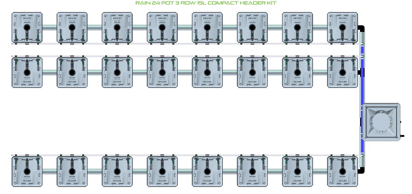 Alien Hydroponics RAIN 24 Pot 3 Row Kit