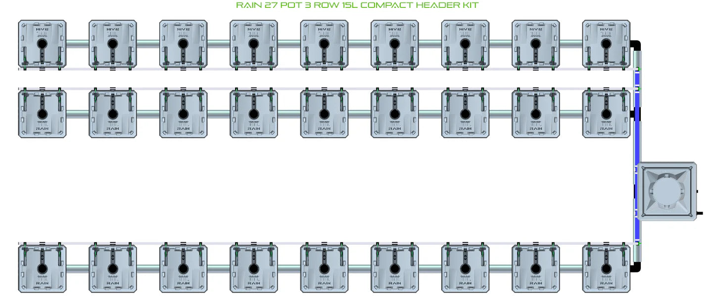 Alien Hydroponics RAIN 27 Pot 3 Row Kit