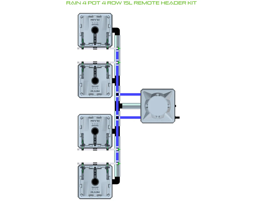 Alien Hydroponics RAIN 4 Pot 4 Row Kit