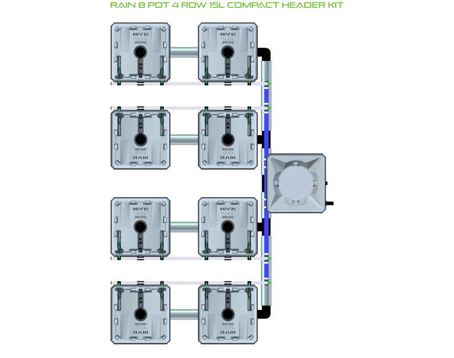 Alien Hydroponics RAIN 8 Pot 4 Row Kit