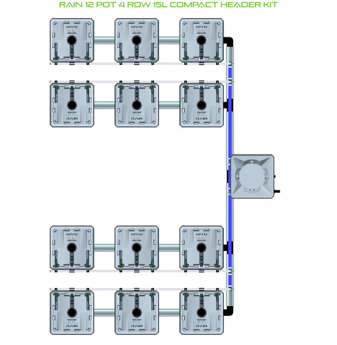 Alien Hydroponics RAIN 12 Pot 4 Row Kit