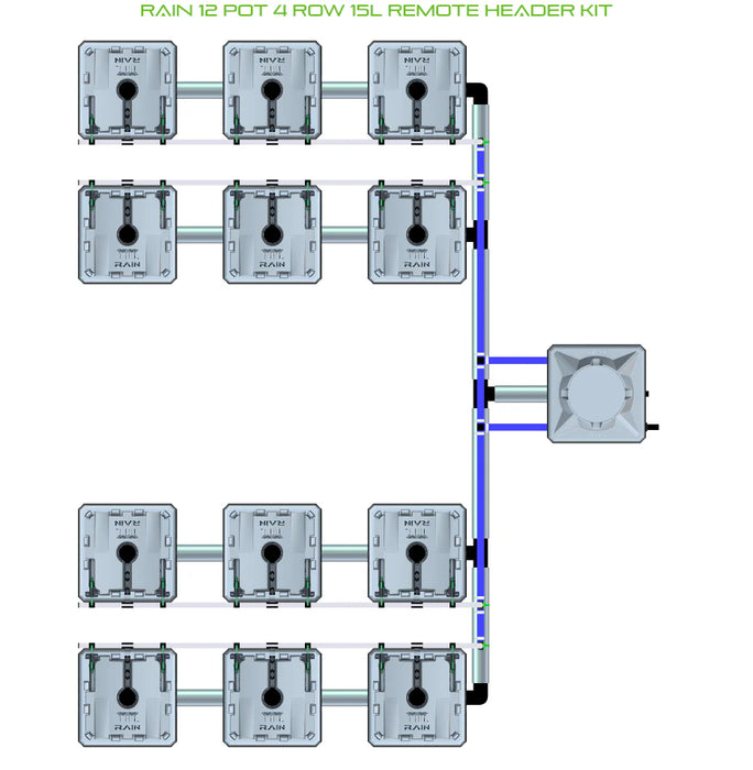 Alien Hydroponics RAIN 12 Pot 4 Row Kit