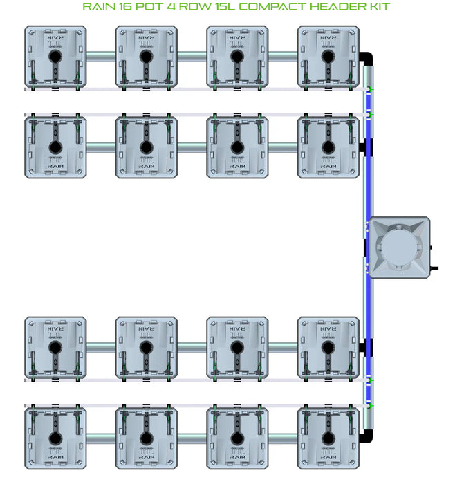 Alien Hydroponics RAIN 16 Pot 4 Row Kit