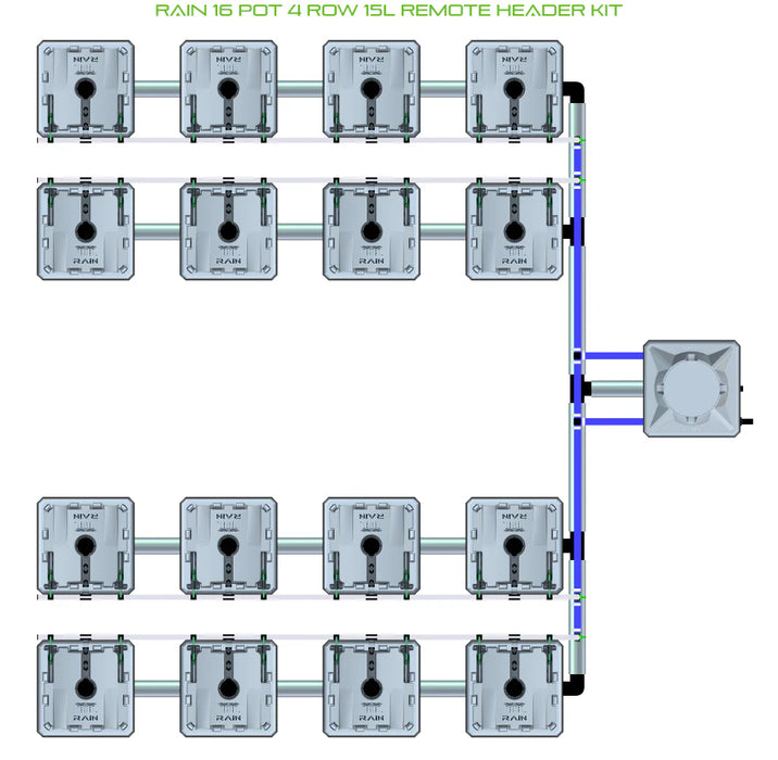 Alien Hydroponics RAIN 16 Pot 4 Row Kit