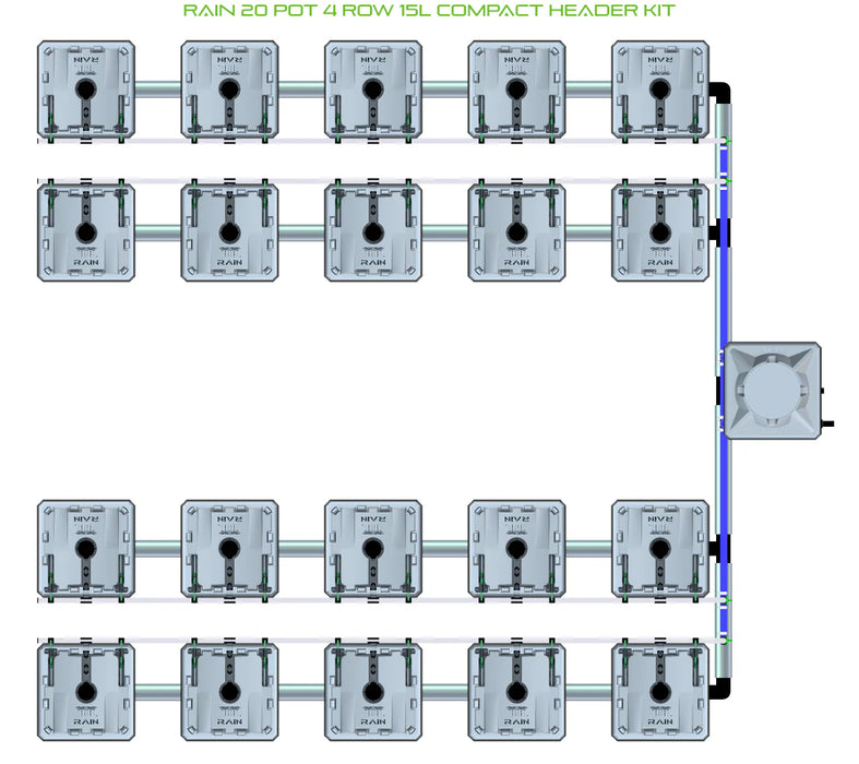 Alien Hydroponics RAIN 20 Pot 4 Row Kit