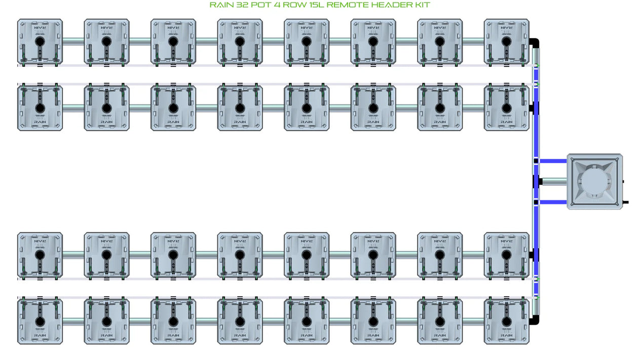 Alien Hydroponics RAIN 32 Pot 4 Row Kit